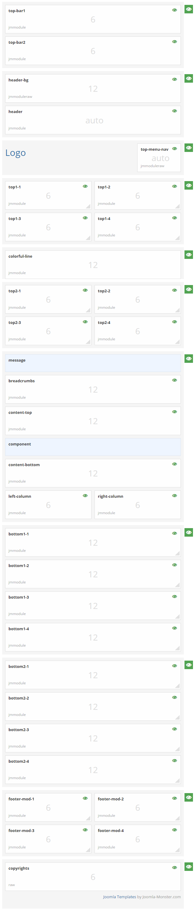 Module positions for small screen Module positions for small screen